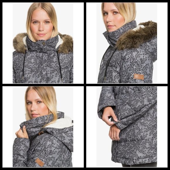 💕ROXY💕 Ellie Waterproof Snow Jacket ~ Grey Print - Picture 7 of 16